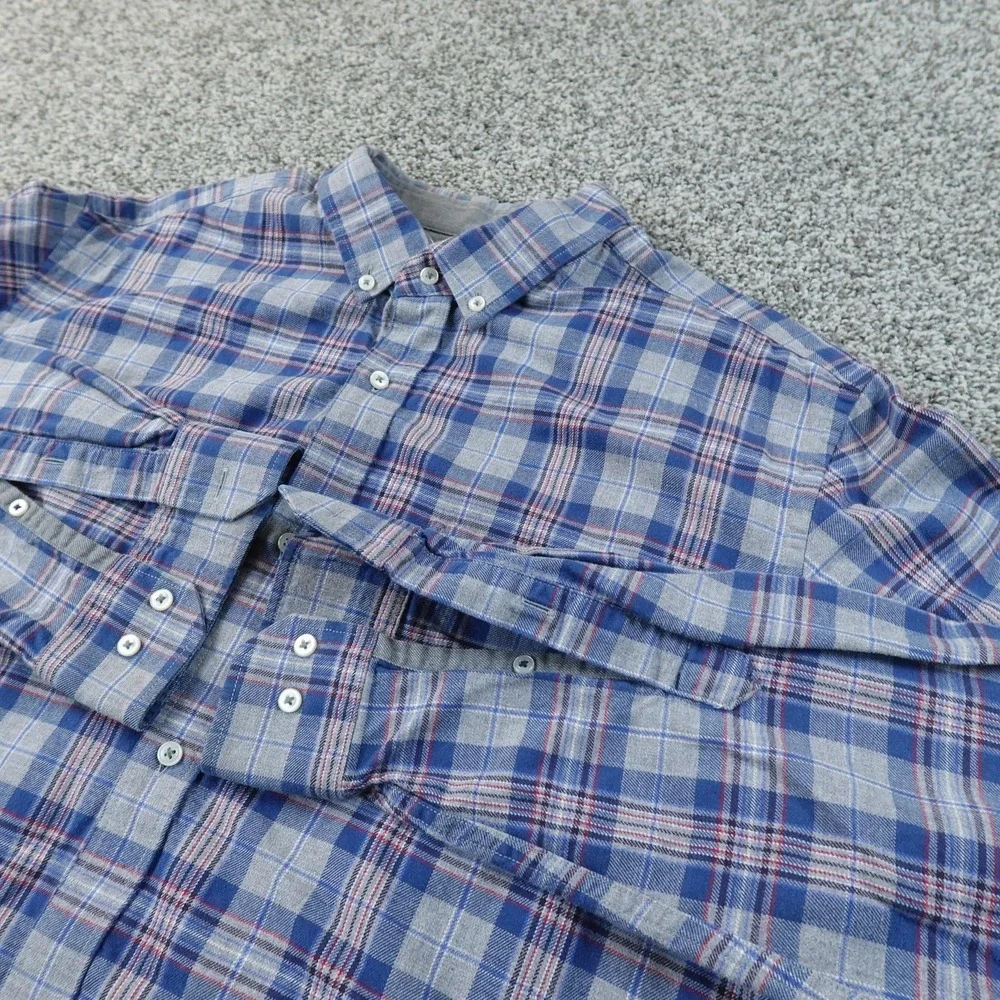 Banana Republic‎ Shirt Mens XLT Blue Plaid Flannel Button Up Long Sleeve Outdoor